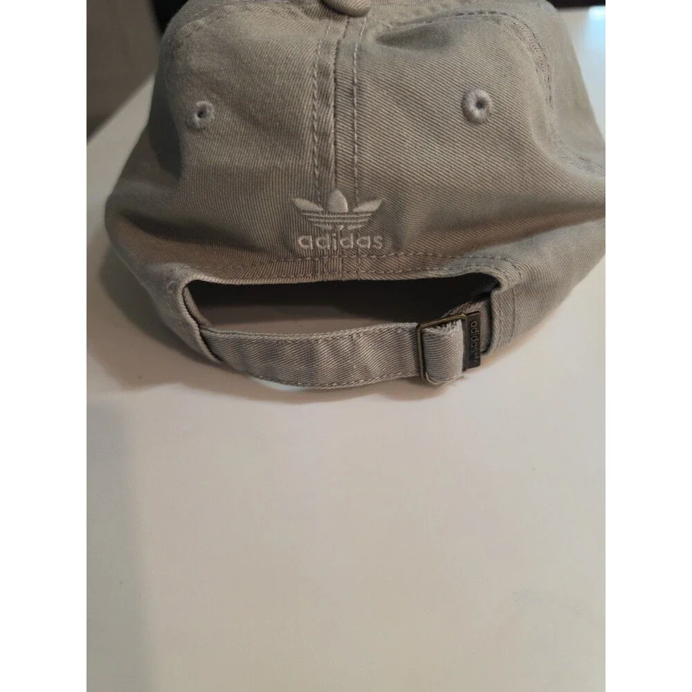 Adidas Gray 100% Cotton Adjustable Hat Cap One Size Embroidered Logo